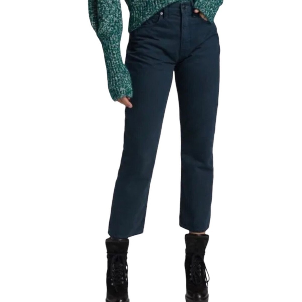 Veronica Beard Ryleigh Slim Straight High Rise Jeans in Petrol